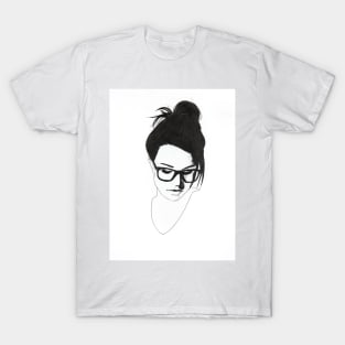 nerdy girl with bun and glasses T-Shirt